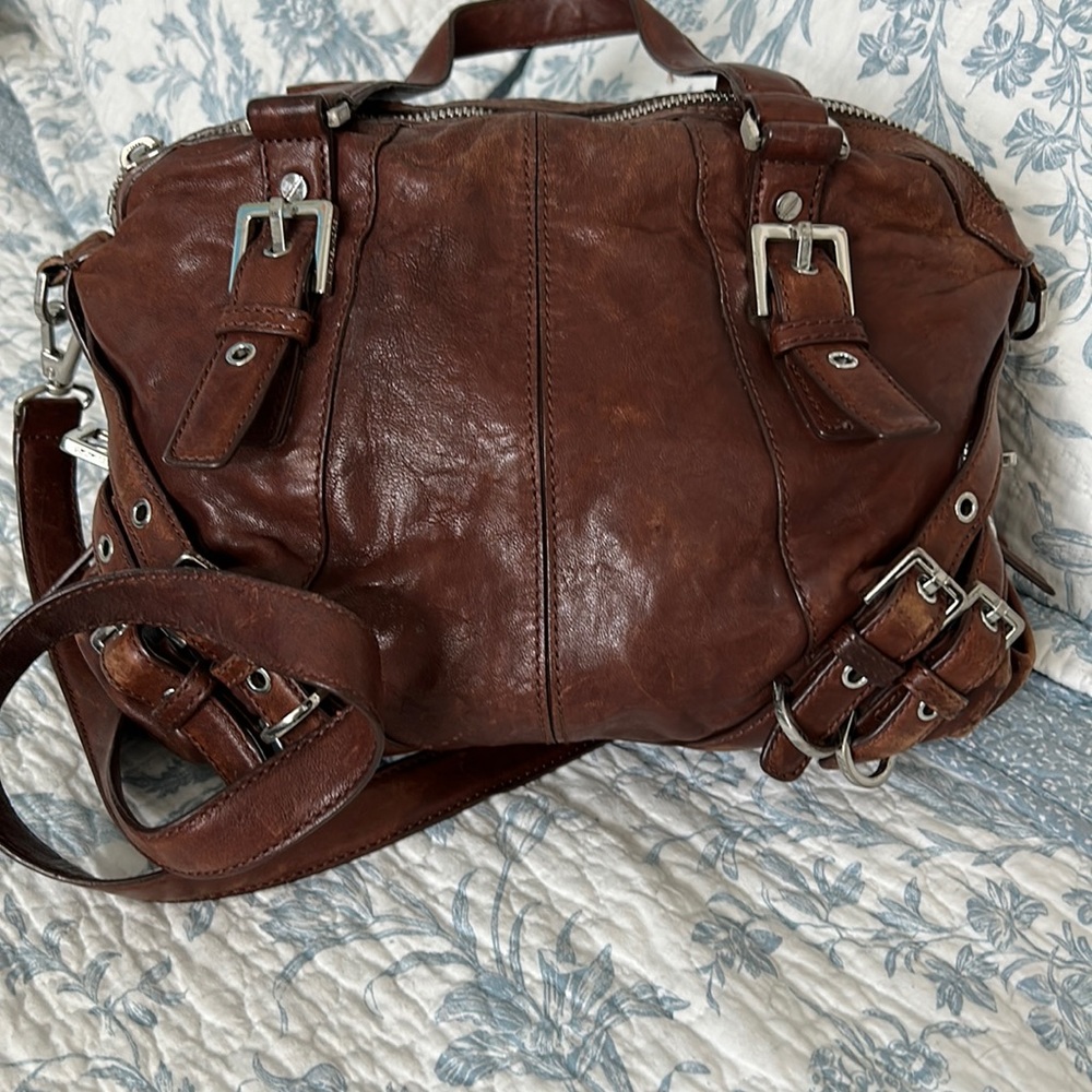 Worn Michael Kors leather satchel.